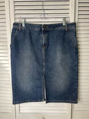J Crew Blue Denim Jeans Skirt - Classic Straight Fit Size 12